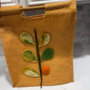 Boho Jute tote bag, hand appliqued